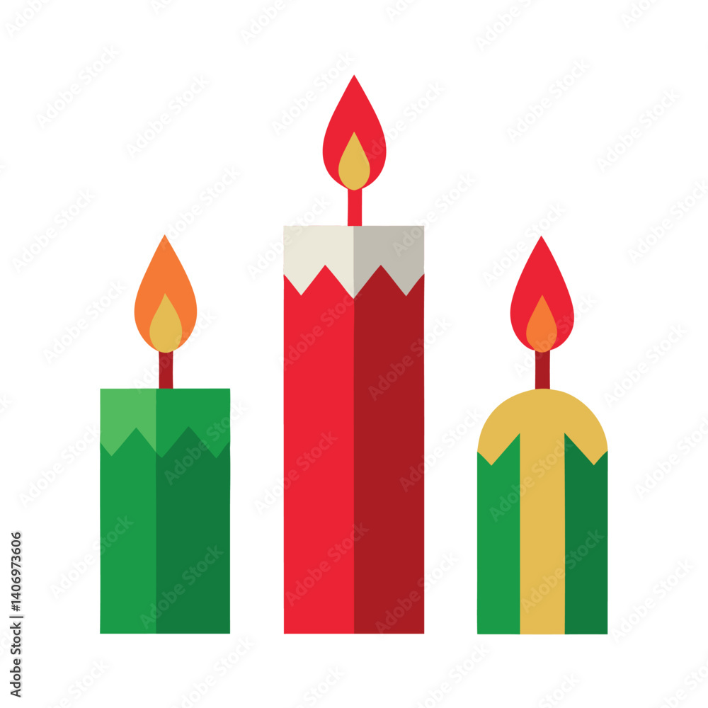 Christmas candles set vector illustration.
Christmas candles set vector illustration.