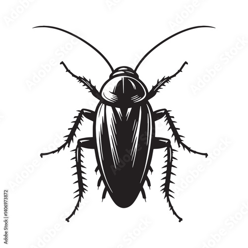 Frightened Cockroach silhouette, quickly scurrying to safety – Cockroach illustration – Cockroach vector – Insect silhouette


