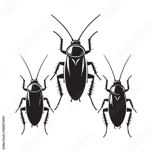 Resilient Cockroach silhouette, moving swiftly with purpose – Cockroach illustration – Cockroach vector – Insect silhouette

