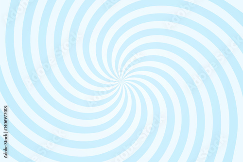 Candy blue spiral background. Circus backdrop. Ice cream pattern. Pastel pattern with smooth swirling curves. Soft, wavy, spiral design for banners, posters, templates. Abstract vector illustration.