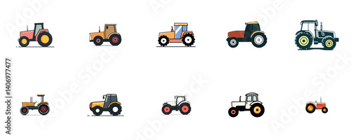 Colorful Tractors for Agriculture and Farming