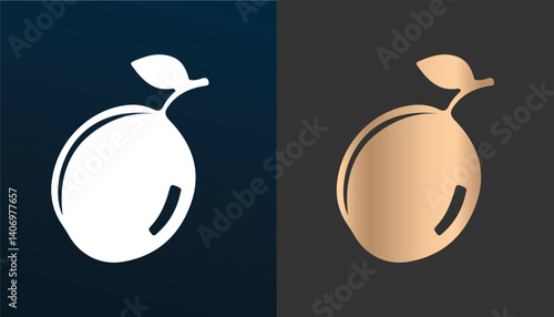 A unique and attractive vector image of a golden orange fruit logo on a black and white background