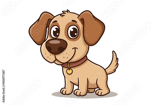 Wallpaper Mural Adorable cartoon puppy happy dog brown fur big eyes cute pet friendly pup simple art digital drawing Torontodigital.ca