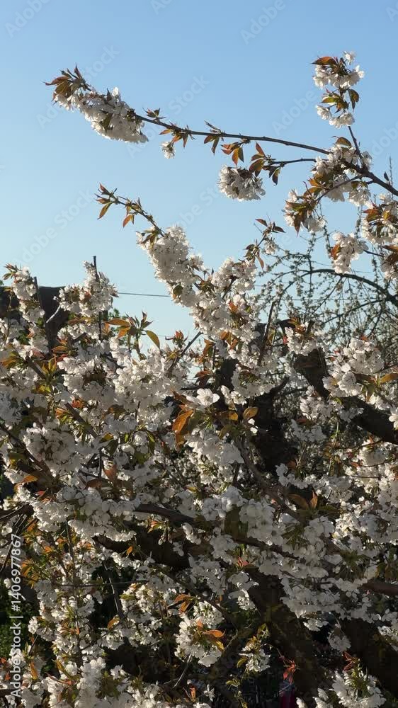 White and pink cherry blossom during springtime 