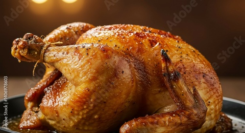 Roasted Chicken on Pan Delicious Homemade Meal