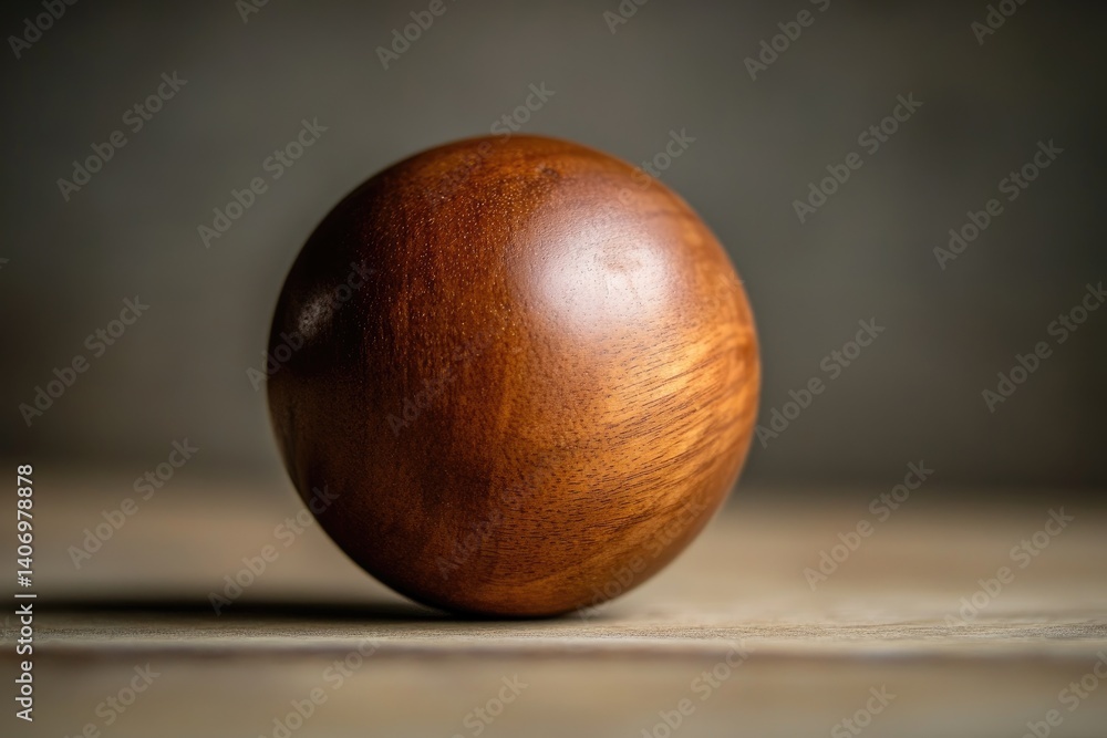Fototapeta premium A Single Wooden Sphere A Study in Texture, Light, and Simplicity