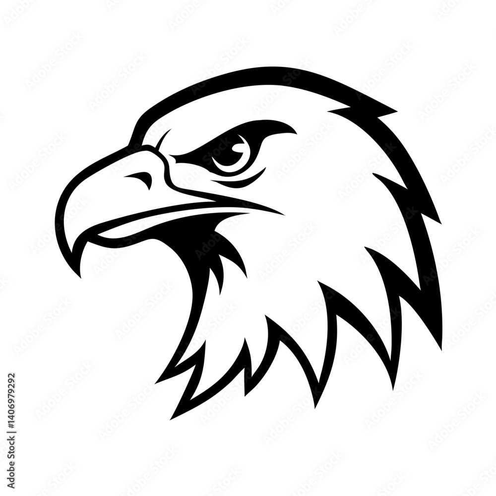 Obraz premium Eagle head vector illustration of a bald eagle with sharp eyes and detailed feathers representing wildlife and freedom