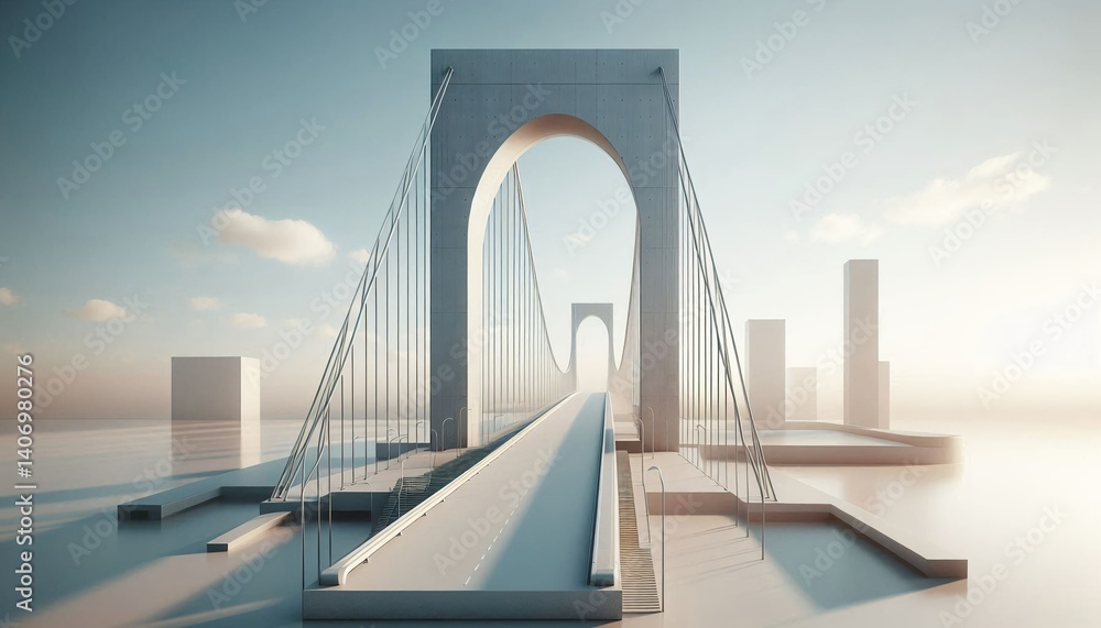 Fototapeta premium Minimalist modern bridge design showcasing architectural efficiency and structural abridgement