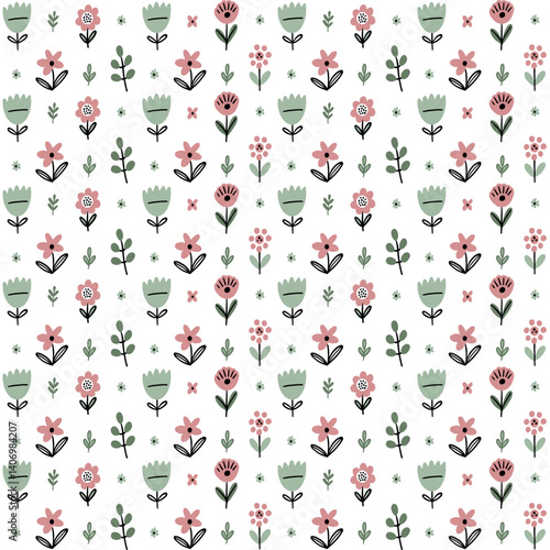 Dense Pink Floral Pattern for Kids Packaging