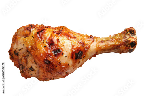 Roasted chicken drumstick isolated on white background