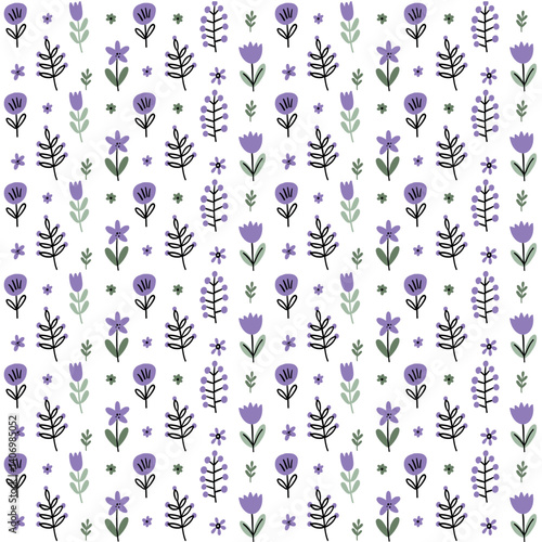 Purple Floral Kids Pattern for Spring Packaging