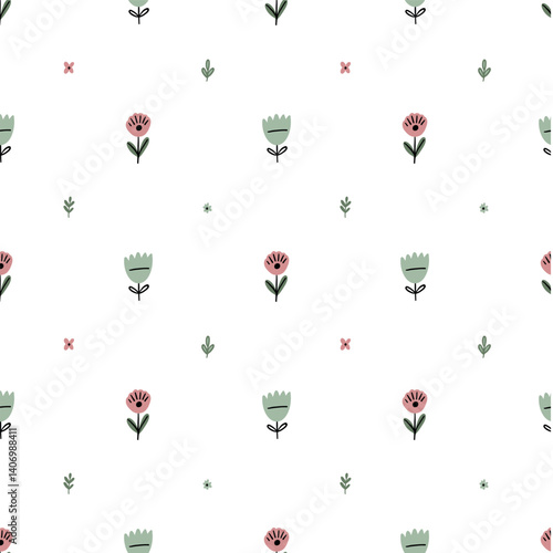 Minimal Pink Floral Pattern for Baby and Gifts