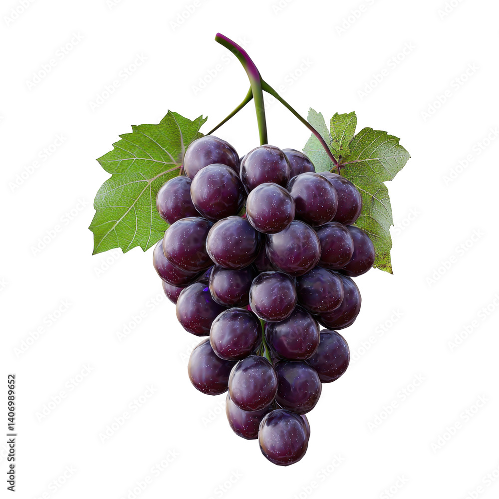 Fototapeta premium Fresh Juicy Red Grapes Bunch Closeup Studio Shot Vineyard Harvest