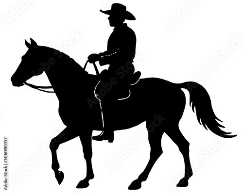 Silhouette of a Cowboy Riding a Horse