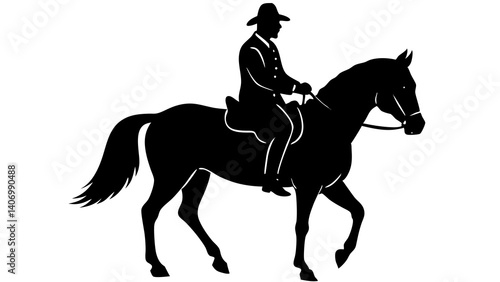 Silhouette of a Cowboy Riding a Horse