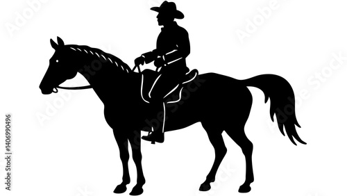Silhouette of a Cowboy Riding a Horse