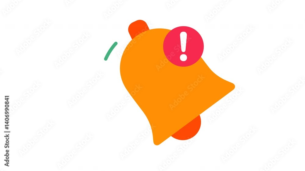 Bright yellow bell notification with allert red exclamation point bell Bright yellow bell notification with allert red exclamation point bell