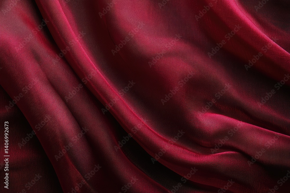 Obraz premium Deep crimson fabric with subtle texture and elegant folds, showcasing luxurious drape and rich color.