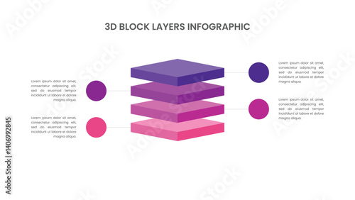 Stacked 3d Block Infographic with 4 Layers
