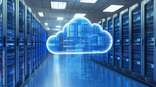 conceptual image of cloud computing and network security with encrypted data streams secure access digital infrastructure and modern cyber protection technology