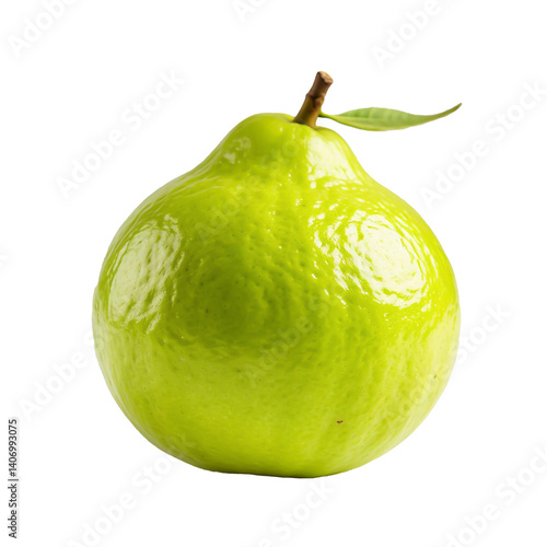 Green guava fruits with leaves on a transparent background