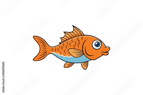 cartoon goldfish isolated on white