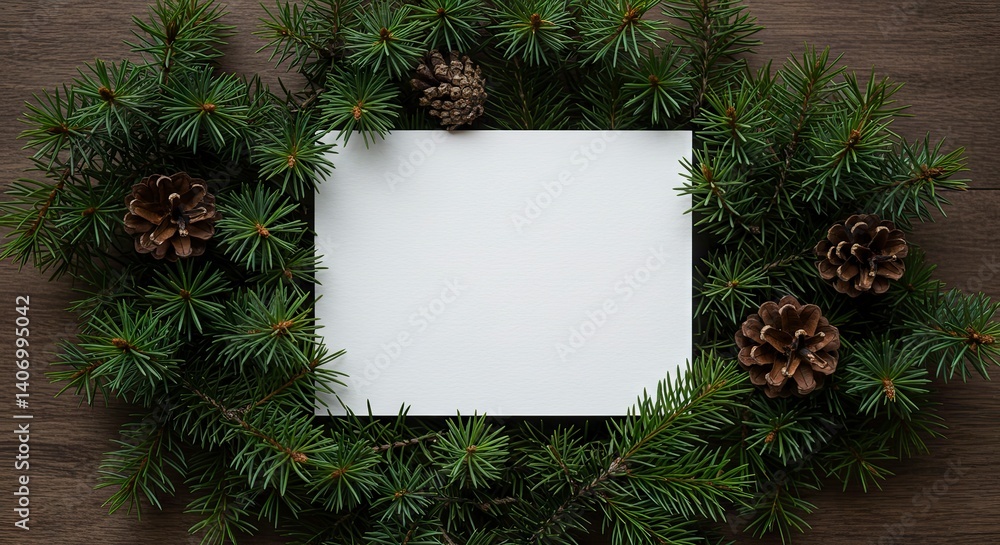 Blank Card with Pine Branches and Cones for Holiday Greetings Blank Card with Pine Branches and Cones for Holiday Greetings