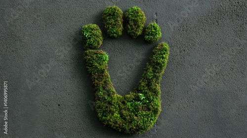 Obraz na płótnie Moss-covered footprint symbolizing environmental awareness and nature conservation w salonie