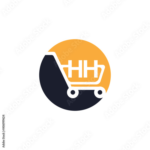 Shopping cart vector HH logo design. HH logo design is used for supermarket or supermall and grocery market.