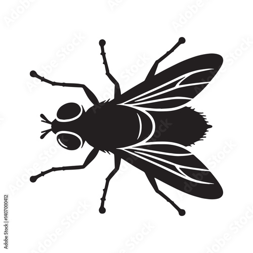 Winged pest Fly silhouette, a quick and annoying flyer – Fly illustration – Minimalist Fly vector – Insect silhouette

