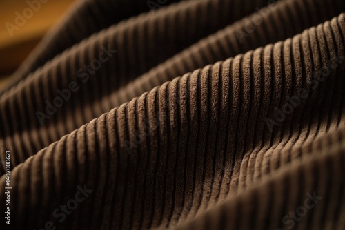 Wallpaper Mural Close-up of brown corduroy fabric, showcasing its texture and ribbed pattern. Torontodigital.ca
