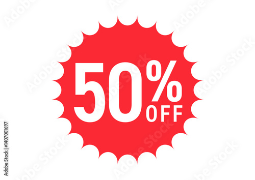50%OFFのフラットなアイコンイラスト