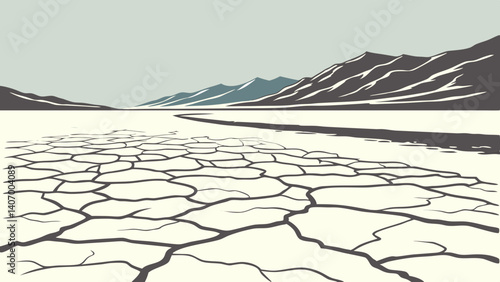 Vintage-style art of Death Valley’s salt flats – California/Nevada, USA
