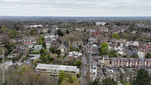 Wallpaper Mural Mobile Phone communications mast Highgate North London UK drone, aerial Torontodigital.ca
