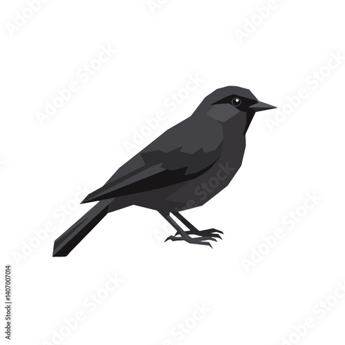 Geometric Black Bird Illustration