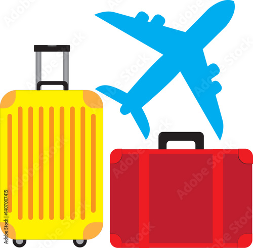 Two suitcases and an airplane