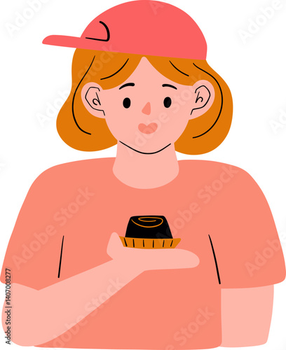 Girl Holding a Chocolate Pastry
