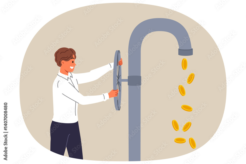 Cash flow is in hands of investor opens tap with coins instead of water, obtained through right investments. Investor guy, made share in commercial company receives large dividends
