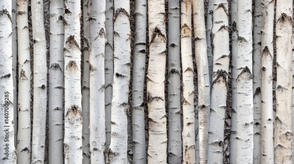 Obraz premium White and Gray Birch Tree Trunks Texture Background