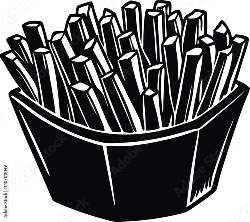 Delicious food French fries vector silhouette black artwork illustration