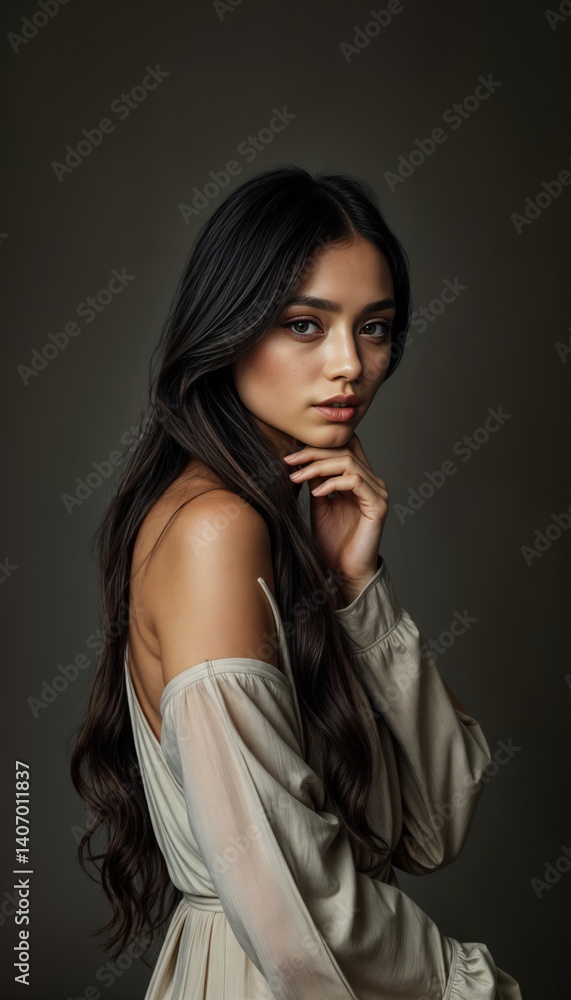 AI-generated digital illustration of a serene young woman in soft beige clothing, posing in a calm studio setting. Photorealistic portrait style. Perfect for lifestyle, beauty, and editorial design.
AI-generated digital illustration of a serene young woman in soft beige clothing, posing in a calm studio setting. Photorealistic portrait style. Perfect for lifestyle, beauty, and editorial design.