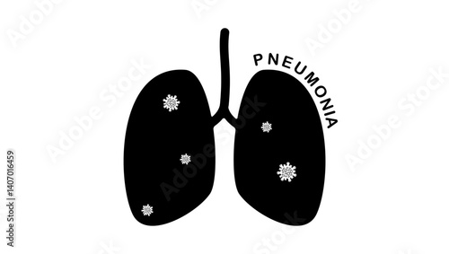 Pneumonia symbol, black isolated silhouette