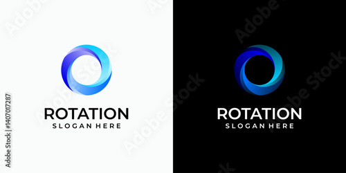 Three-dimensional circle rotation vector logo design with modern, simple, clean and abstract style. Icon for business, technology and personal branding.