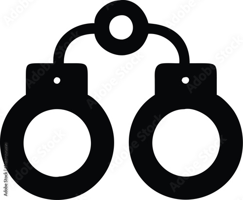 handcuffs, police, law enforcement, crime, arrest, criminal, monochrome, vector graphic
