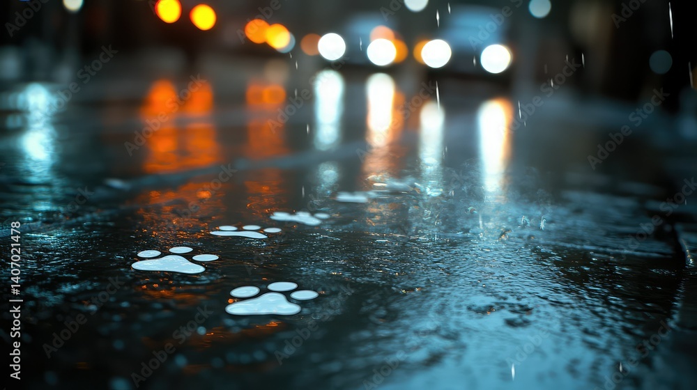 Obraz premium city white paw prints