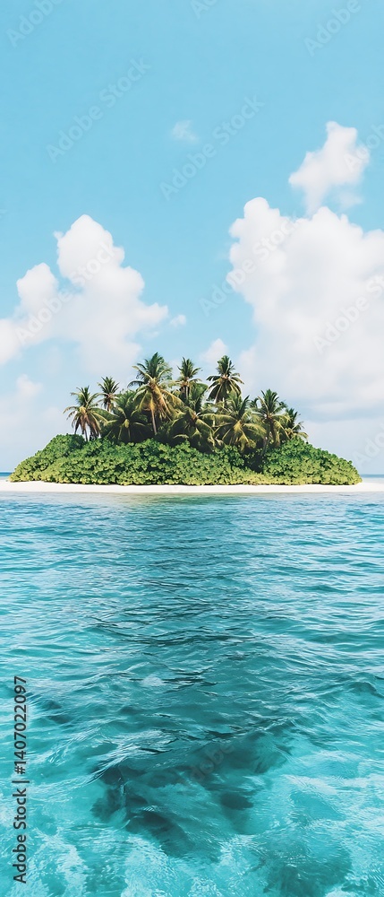 Tropical Island Paradise, Ocean View, Sunny Day Tropical Island Paradise, Ocean View, Sunny Day