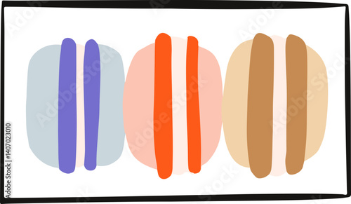 Cafe element assorted flavored french macaroon in cardboard boxes vector illustration