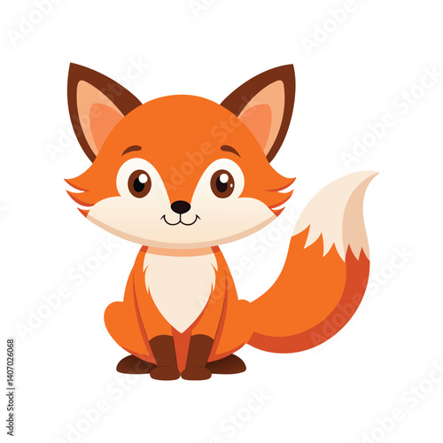 Cute cartoon fox image vector illustration on white background