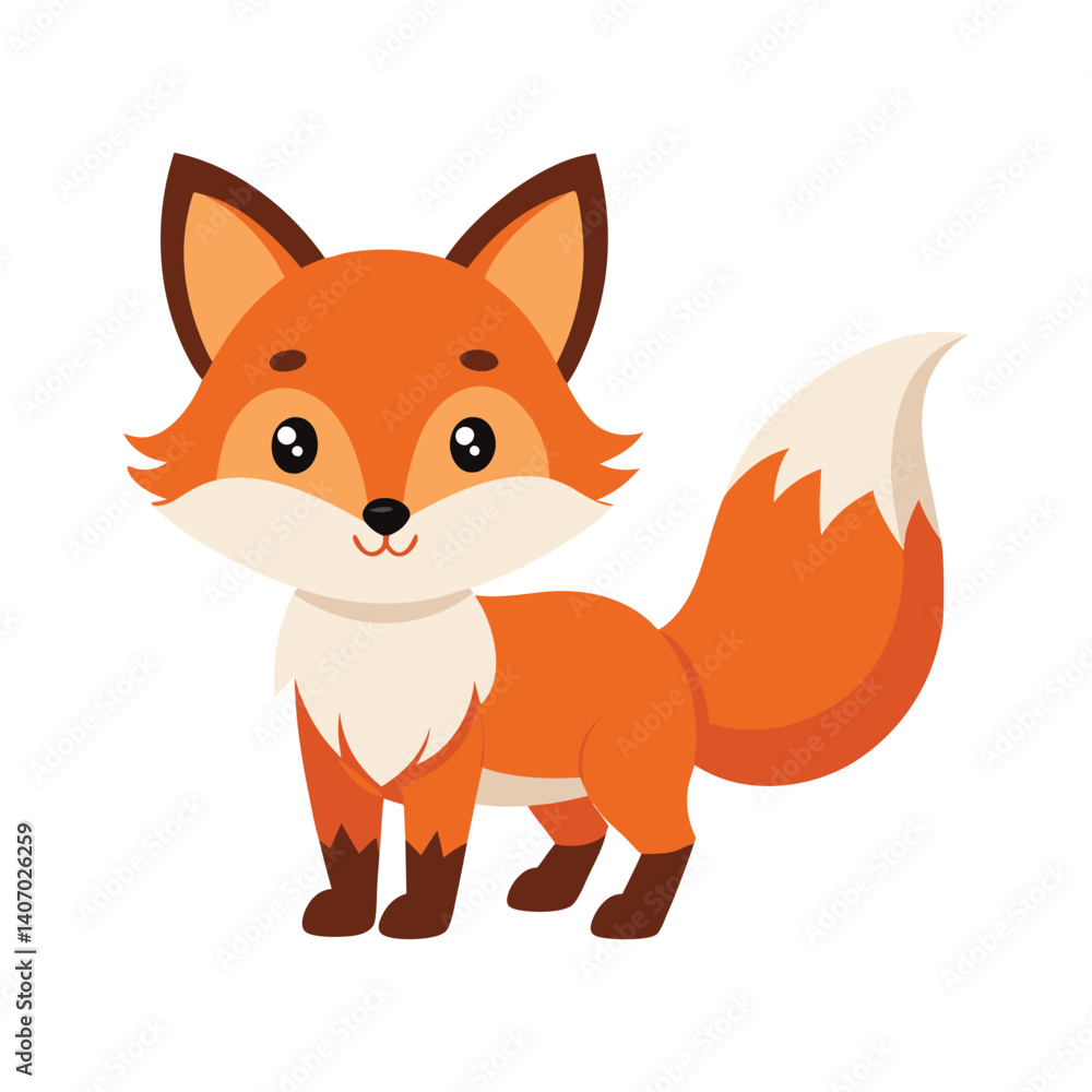 Obraz premium Cute cartoon fox image vector illustration on white background