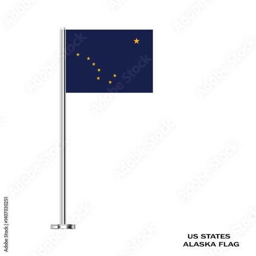Flag of Alaska, Fabric Flag of USA state Alaska Vector Illustration, United States. United States of America, State of Alaska Flag.